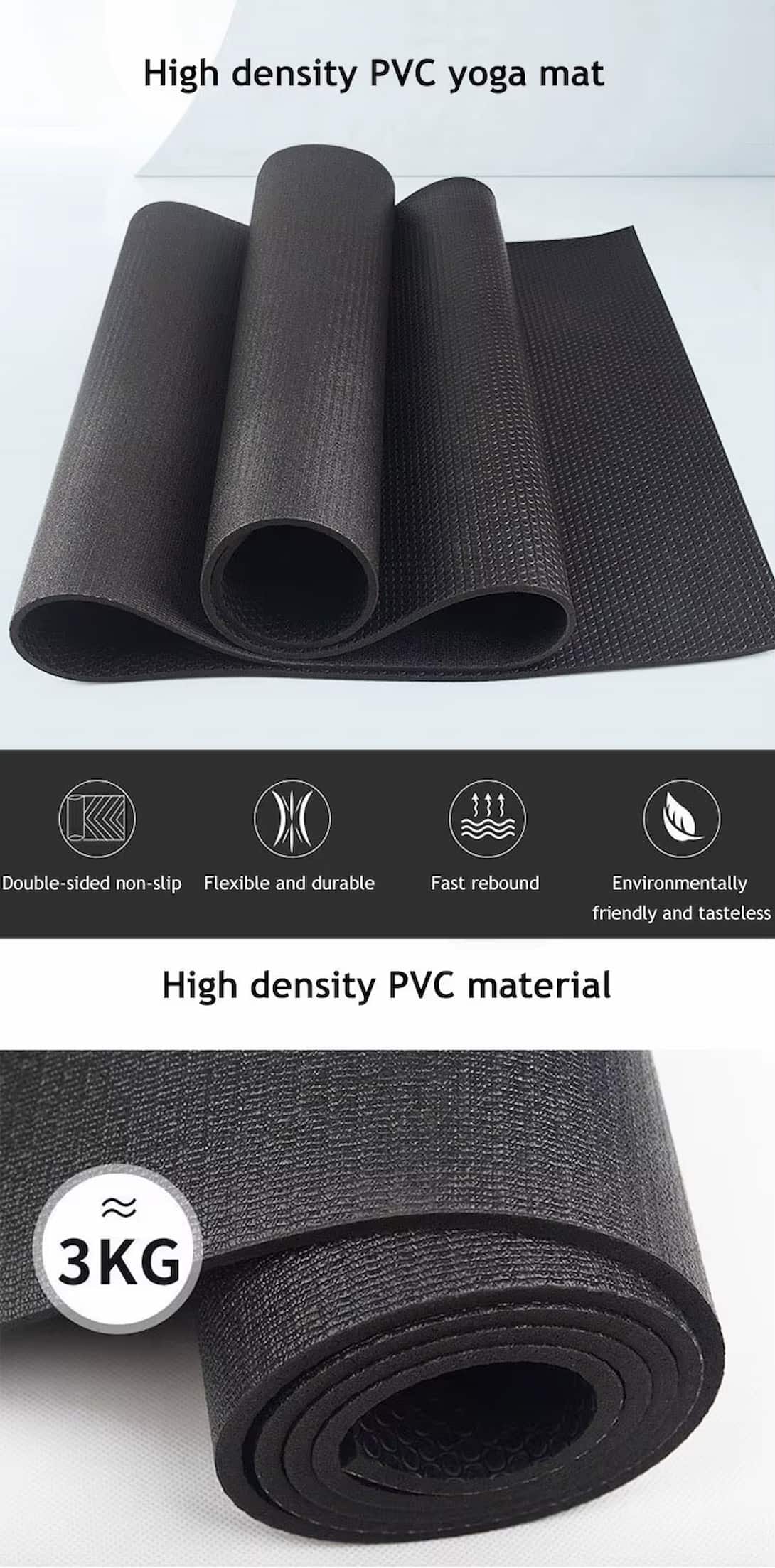 Eco-friendly Material Anti-Slip PVC Yoga Mat 6mm